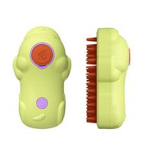 Electric Steam Spray Hair Brush for Pets with Anti-Fly Hair Massage Comb and Steam Cleaning Function Suitable for Cat Grooming and Hair Care žalia
