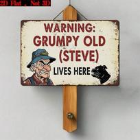 Planetjuice Planetjuice Metal Poster Grumpy Old Steve Warning Sign for Garage Wall