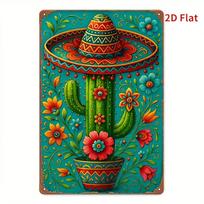 Planetjuice Vintage Mexican Sombrero Cactus Metal Tin Sign Wall Art Decor For Bar Cafe Garage (as the picture,20x30)