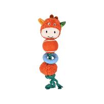 Interactive Dog Toy with Plush Elephant Head Tennis Ball Cotton Rope Knot Rubber Ring Squeaky Chew Toy for Teeth Cleaning and Anxiety Relief