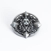 Lion Head Zinc Alloy Belt Buckle - Punk Style Smooth Plate for Youth Clothing Accessories
