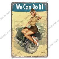 Vintage Car Poster Metal Tin Signs Sexy Girls Classic Car Retro Metal Plate Wall Decor Garage Club Pub Man Cave (as the picture,20x30cm（7.8x11.8inch）)