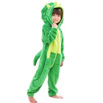 [LOLANTA] Kids Dinosaur Costume Baby Overalls Halloween Costume Christmas Kids Costume Flannel Green 120-135