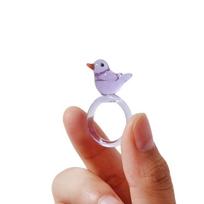 Cute Flowers Finger Ring Handmade Glass Coloured Glaze Ring Overlay Bird Ring  Vacation Bird Purple