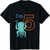Kids 5th Birthday Astronaut Balloon Planet 5 Year Old Boy T-Shirt S įvairiaspalvis
