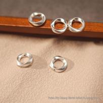 Sterling Silver S999 3D Mobius Hollow Spacer Beads - Light Luxury Handmade Accessories 1.2cm