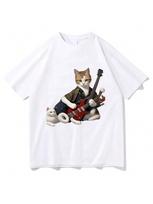 Novelty  Cat T-Shirt Cartoon Print Cotton Manga Tee-Shirt Short Sleeve Harajuku Kawaii Tshirt Ropa Hombre Cute Clothing S