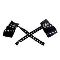 Rope Cross Rivet Gloves Korean Style Short Arm Warmer Cool Fingerless Gloves  Couple juoda