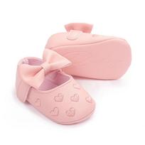 Embroidered Peach Heart Bow Baby Walker Shoes for 0-1 Year Boys & Girls - Soft Sole, Spring & Autumn 12cm/58g