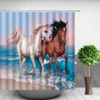 Funny Cats Decor Shower Curtain Pet Kitten Couple Cosplay in Ocean Polyester Fabric Bathroom Curta Polyester Fabric With Hook (as the picture,90x180cm35x71in)