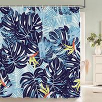 Tree leaves Pattern Bath Curtain Waterproof Fabric Shower Curta Flowers Bathtub Screen With Hooks for Bathroom Home Decor (as the picture,W90xH180cm)