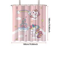 1pc pink dreamy unicorn print waterproof shower curtain partition privacy hanging curtain, with 12 hooks, multiple sizes (as the picture,90x180cm)