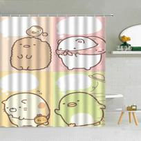 Sumikko Gurashi Shower Curtain for Bathroom Accessories Set Folding Partition Bath Curta Bedrooms Waterproof Fabric Showers (as the picture,90X180cm)