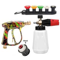 Garage and home graffiti cleaning gun set with foam pot, 5 nozzles holder base and reliable metal Lavor adapter