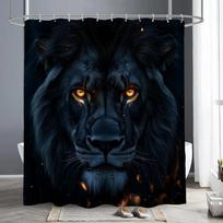Animal Shower Curta Elephant Zebra Tiger Leopard Waterproof Fabric Bath Curta Wildlife Printed Bathroom Decor Screen Hooks (as the picture,90x180cm-35x70in)