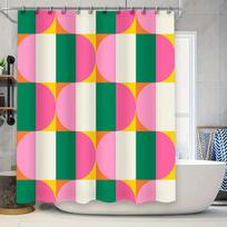 Bright Bath Rug Shower Curtain Set Geometric Modern Pattern Decor with Rings for Bathroom (180x240cm) (as the picture,90x180cm)