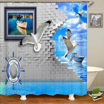 Underwater World Fish Turtle 3d Shower Curta Ocean Dolphin Sea Scenery Fabric Waterproof Bath Curtain Bathroom Decor Screen (as the picture,W90xH180cm)