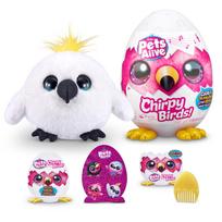 ZURU Pets Alive Chirpy Birds (White Parrot) Talking Electronic Pet, Giant Surprise Egg, Stickers, Comb, Fluffy Clay Bird Animal Plush Toy for Girls