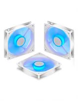 EZDIY-FAB 120mm PC Case Fan, PWM 4-pin compatible, Silent type, Blue LED ring, White frame, for PC case cooling - 3-pack