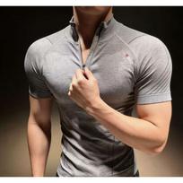 Men's Trendy Half-Zip Winter Sports Fitness Quick-Dry Long-Sleeve T-Shirt XL