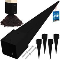 Kotarbau® Steel Post Base Ground Anchor For Pergolas, Gazebos, 121 X 121 X 750 Mm Black Set Of 4