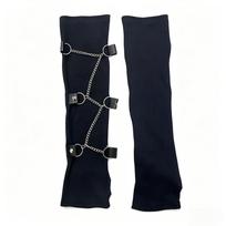 Women's Punk Style Chain Half Finger Gloves - Black One Size