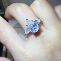 6 Carat Water Drop Moissanite Ring, D Color VVS1, European & American Luxury Women's Diamond Ring Size 10