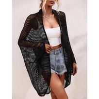 Women Sun Protection Shawl Lady Summer Hollow Out Knit Cardigan Holiday Solid Bikini Blouse Breathable Beach Cape Sexy Tippet Tops one size