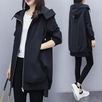 Autumn Women's Jacket Long Sleeve Casual Windbreaker Female Hooded Overcoat Loose Basic Coats Lady Outwear XS juoda