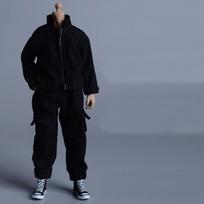 112 Scale MaleFemale Unisex Articulated Action Figure Outfit: Casual Suit, Cargo Pants Suit (Body, Head, Shoes, etc. not included) Black