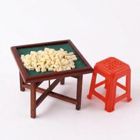 Sazanore Miniature Mahjong Table Dollhouse 112 Scale Mahjong Chair Mahjong Tiles Accessories (Green) [Used]