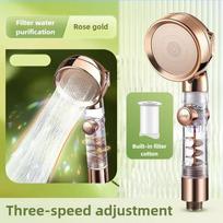 3 Modes High Pressure Shower Head Gold Water Saving Showerhead with Stop Button Eco Filter Shower Head Bathroom Accessories