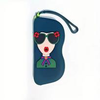 1pc Silicone Glasses Case - Portable Travel Eyeglasses Storage Bag with Adjustable Lanyard, Cartoon-Design Accessory Pouch