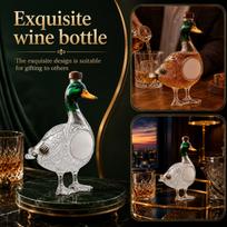 Glass Duck Shaped Whiskey Decanter with Detailed Feather Texture and Cork Stopper for Liquor Storage and Display Collectible Bottle One Size