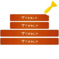High-quality Carbon Fiber Car Door Sill Protector Sticker For Tesla Model 3 Model S Model X Model Y Roadster Invader Coil Mod