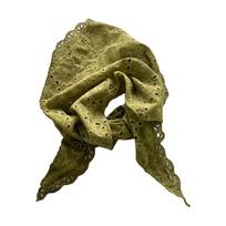 Stylish Lightweight Floral Triangle Scarf Thin Head Wrap Vintage Neck Scarf Breathable Soft Cotton Linen Scarf Photo Shooting
