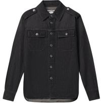 Michael Kors Solid Color Lapel Single-Breasted Denim Long Sleeve Shirt Women shirts Black MF440QFGNH-018 XS