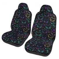 Colorful Cat Heads 2PCS Car Seat Cover Seat Cover Anti Fouling and Convenient Protective Cover Unique Style