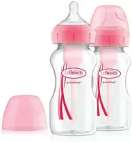 Dr Browns Dr.Browns WB92601 plataus kaklo buteliukas 270 ml PP OPTIONS PLUS 2 PACK Rožinis