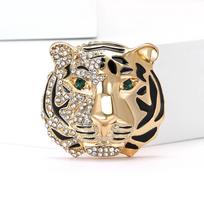 Fashion Rhinestones Tiger Head Brooches for Women Unisex Animal Pins Friend Event Party New Gifts Jewelry Decoration Accessories