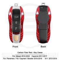 For Porsche Macan Cayenne Panamera 911 718 Cayman Boxster Taycan 2010-2018 2024 Real Carbon Fiber Key Housing Cover Shell Case