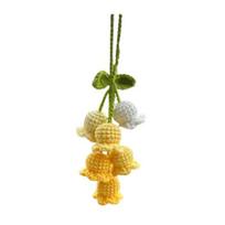Car Hanging Pendant Handmade Knitted Lily Flower Ornaments Adorable Crochet Car Interior Decorations