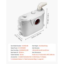 SucceBuy Macerator Pump 500W/700W/900W/1200W Waste Water Disposal Upflush Machine for Toilet, Basement, Shower, Laundry, Bathtub EU