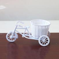 Simulation Flower Decorations, Rattan Flower Basket Tricycle Model For Home Garden Wedding Party
