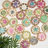 Rattan ceramic thermal insulation pad, shell coaster, teacup pad, coffee table hand-woven anti-scalding shell pad