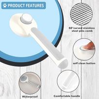 T02C!Pet Supplies Round Head Pet Comb Cat Comb Stainless Steel Needle Dog Hair Removal Brush Self-Cleaning Comb
