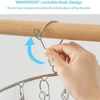 T02C!Clothes Hanger With 10 Clips Laundry Drying Rack 6 Pack, Clothes Drying Rack Stainless Steel Sock Hangers Windproof Clip sidabras
