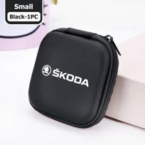 For Skoda Portable Car Earphone Headphone Earbuds Bag Case Storage Box Accessories S Kodiaq Octavia 2 3 Yeti Karoq Rapid Fabia