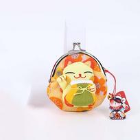 Flower Printing Maneki Neko Coin Purse Doll Card Holder Casual Lucky Cat Clutch Bag  Men