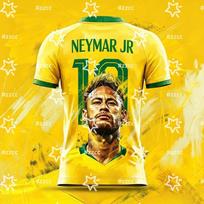 Neymar Brazil Team Football Jersey Match & Training Kit Summer Sports Men's T-Shirt Children's Clothing Tee L